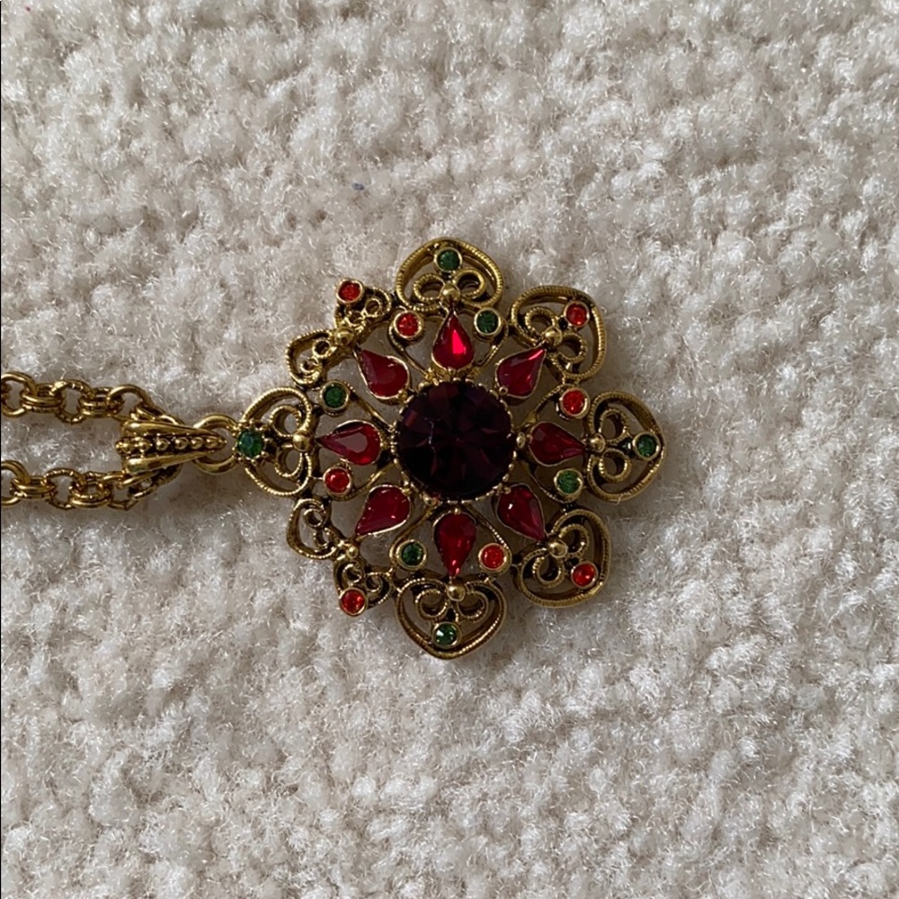 Vintage RJ Graziano Gold Sunburst Stone Necklace